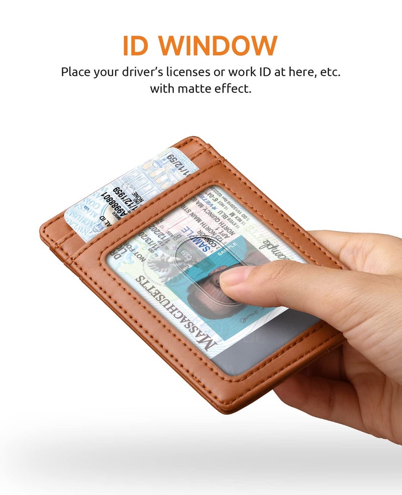 Buffway محفظة بوفواي للرجال نحيفة، حامل بطاقات ائتمان جلدية رفيعة للم pocket الأمامي مع حماية RFID للسفر والعمل - بني سياتل - Image 4